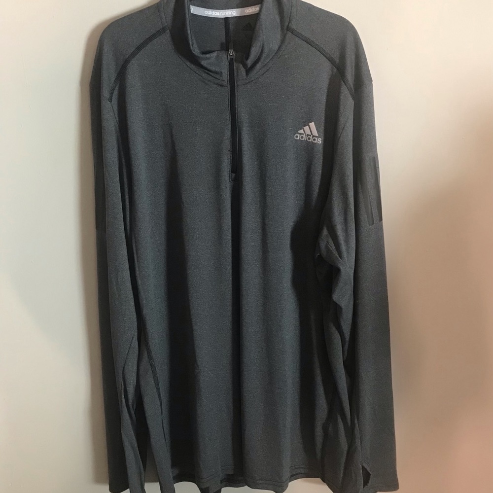 Adidas Extra Large Size. Gray Color. Running Wear. Zip Up Neck.